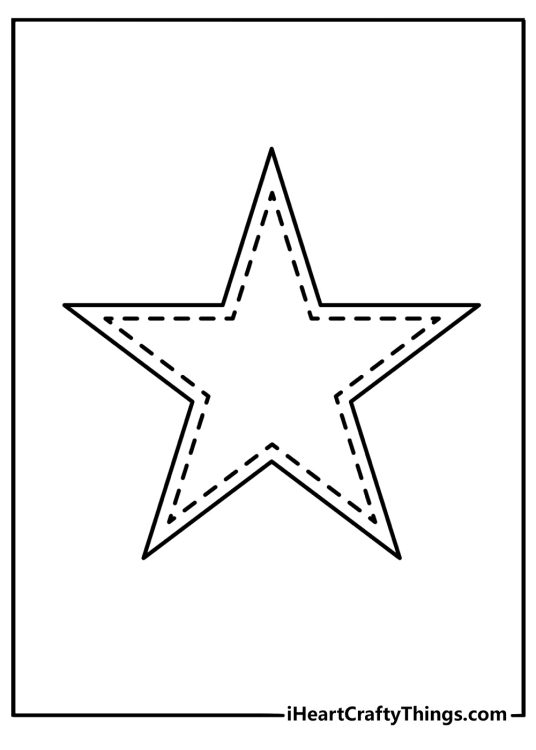 Simple star coloring sheet with a large outline and small dots inside