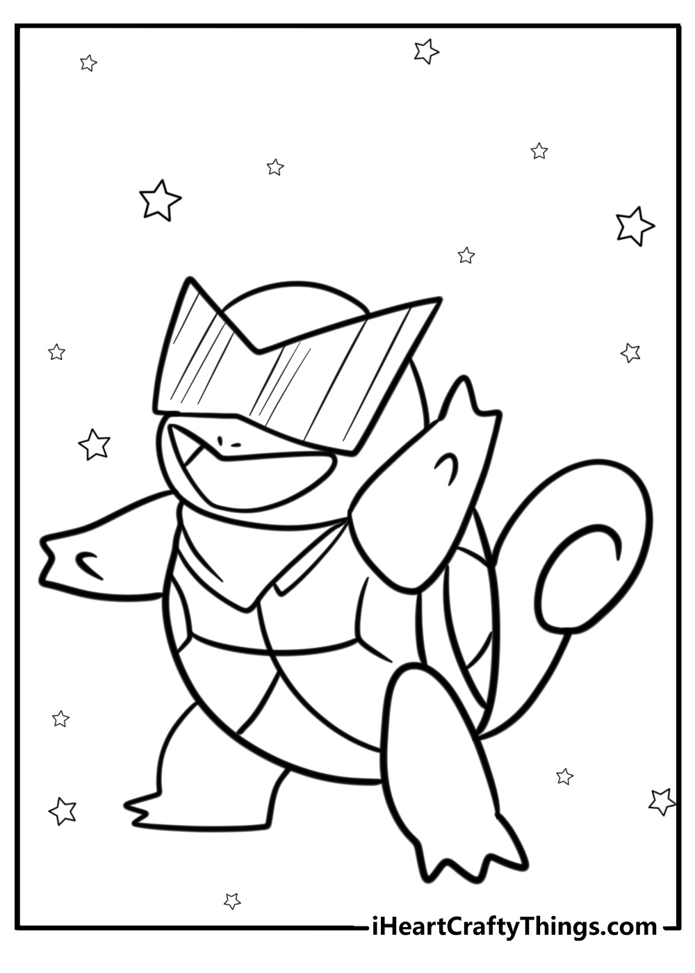 Squirtle with sunglasses fun Pokemon coloring sheet