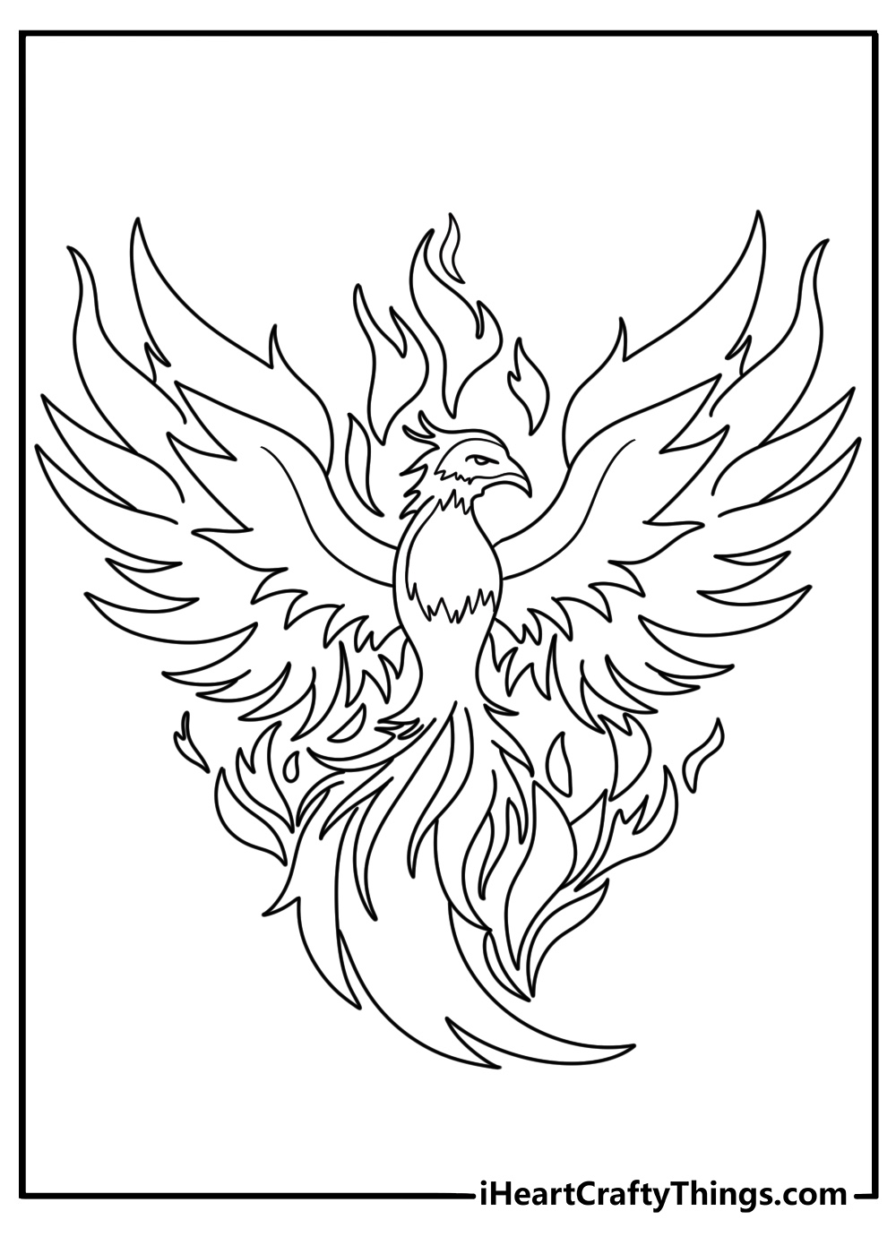 Tattoo coloring pages coloring page with a phoenix rising from fire