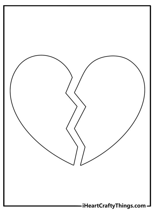 The broken heart symbol fills this easy emoji printable