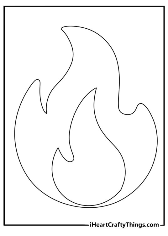 The fire symbol fills this easy emoji coloring sheet
