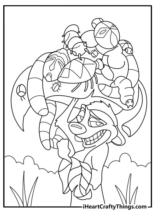 Timon offering grub feast in leaf bowl fun Lion King coloring page easy printable