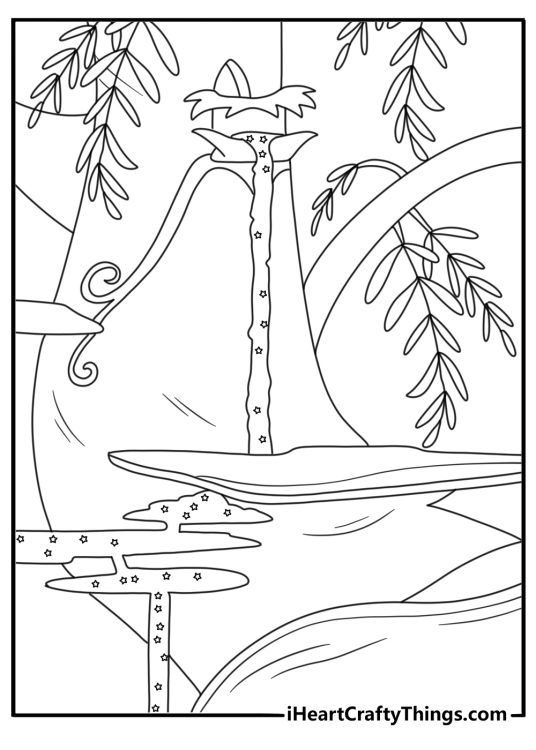 Tinker Bell coloring pages scene featuring the Pixie Dust Tree