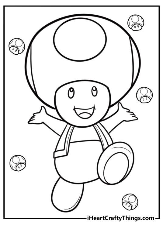 Toad jumping with excitement fun printable coloring sheet