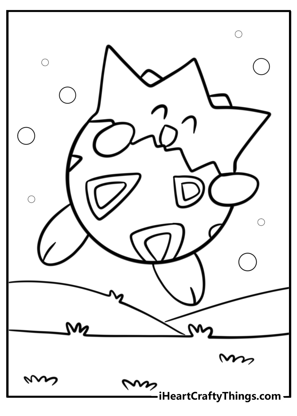 Togepi bouncing happily free coloring page PDF