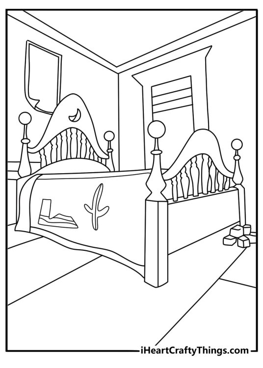 Toy Story bedroom scene coloring page