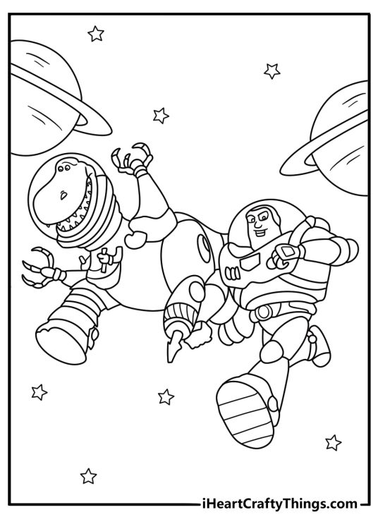Toy Story space adventure coloring sheet