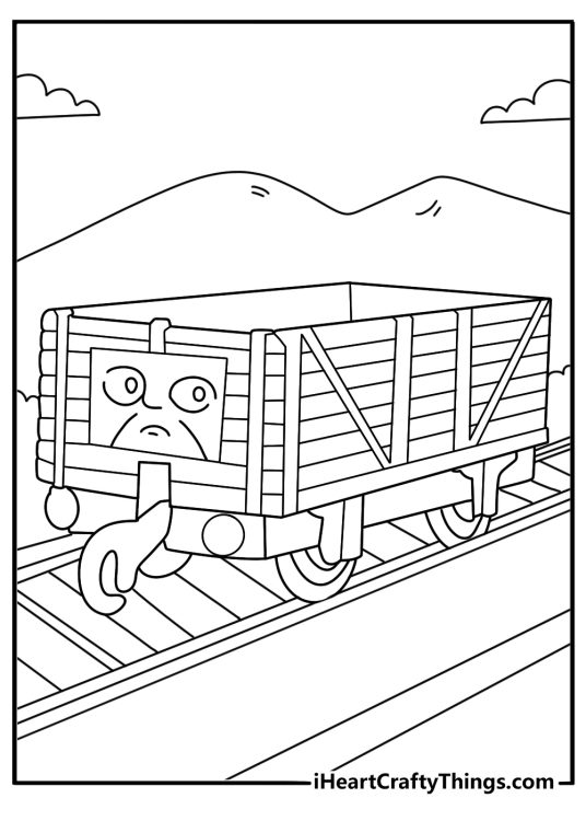 Troublesome Trucks causing a jam on a steep hill coloring page download