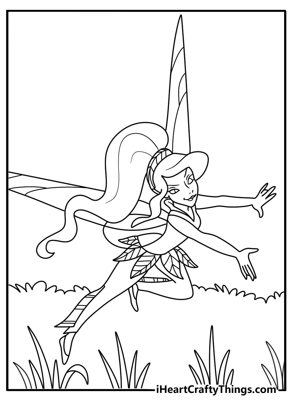 Vidia races through tall reeds in this detailed Tinker Bell printable
