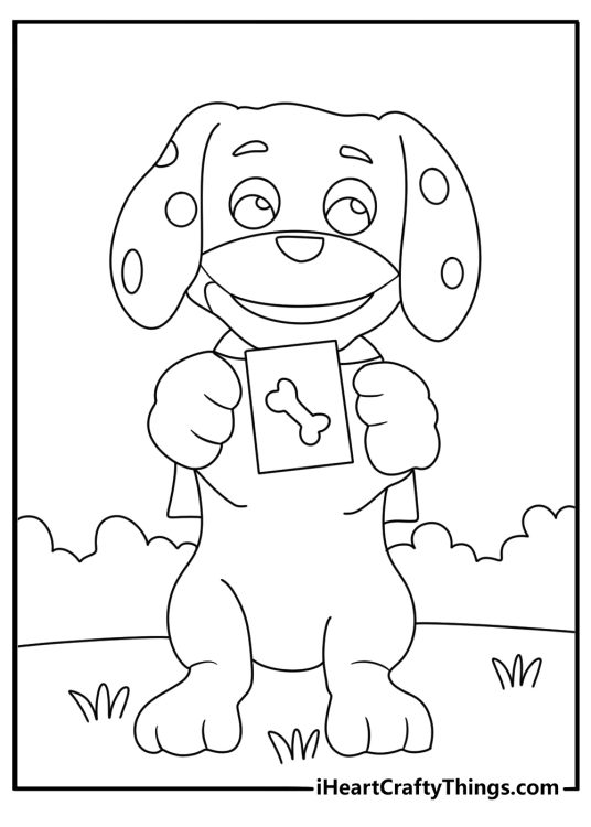 Woofster looks up a word in his dictionary on this easy printable