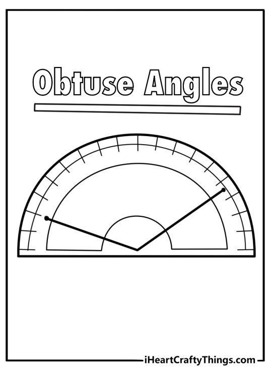 angles coloring page protractor outline with right acute and obtuse angles to label detailed printable