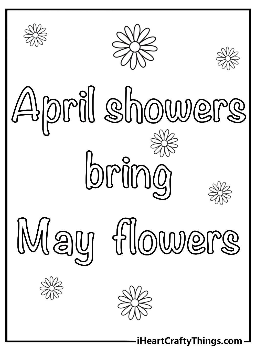  April showers bring may flowers quote coloring sheet
