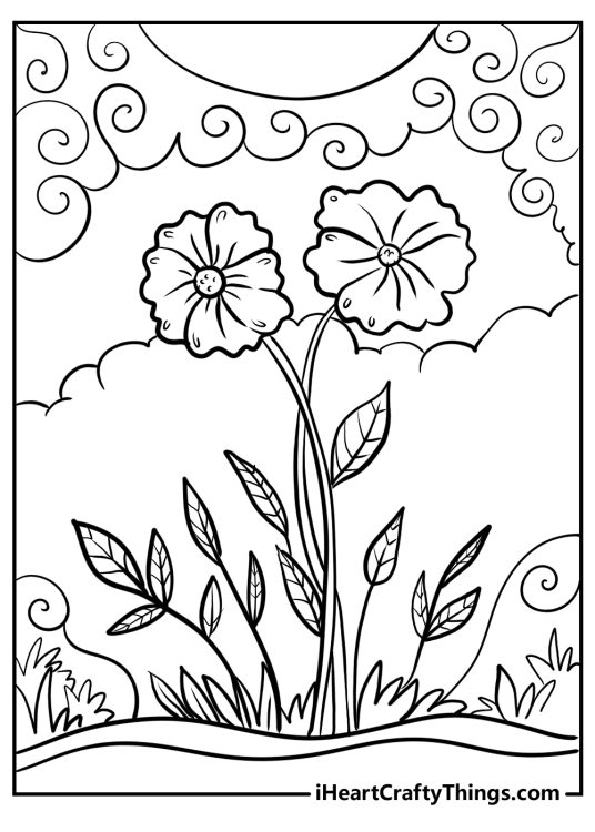Detailed April image showing scene of nature with two flowers crossing one another