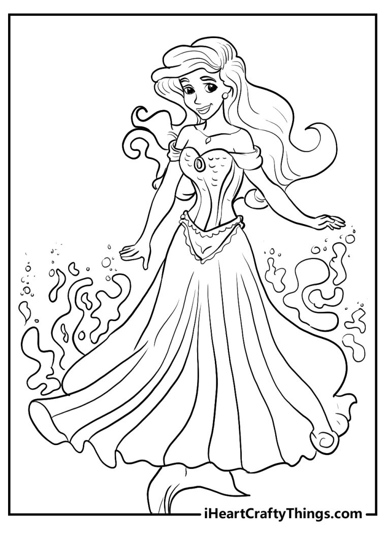 15 Princess Ariel Coloring Pages (Cute Printable Free PDFs)