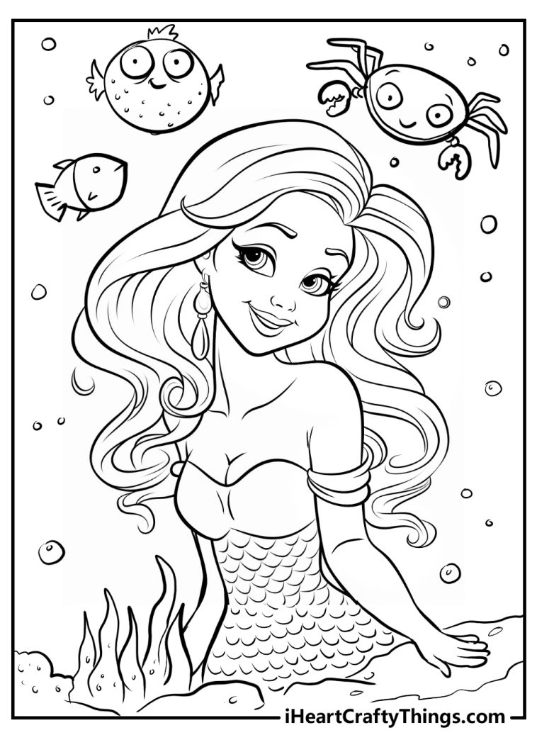 15 Princess Ariel Coloring Pages (Cute Printable Free PDFs)