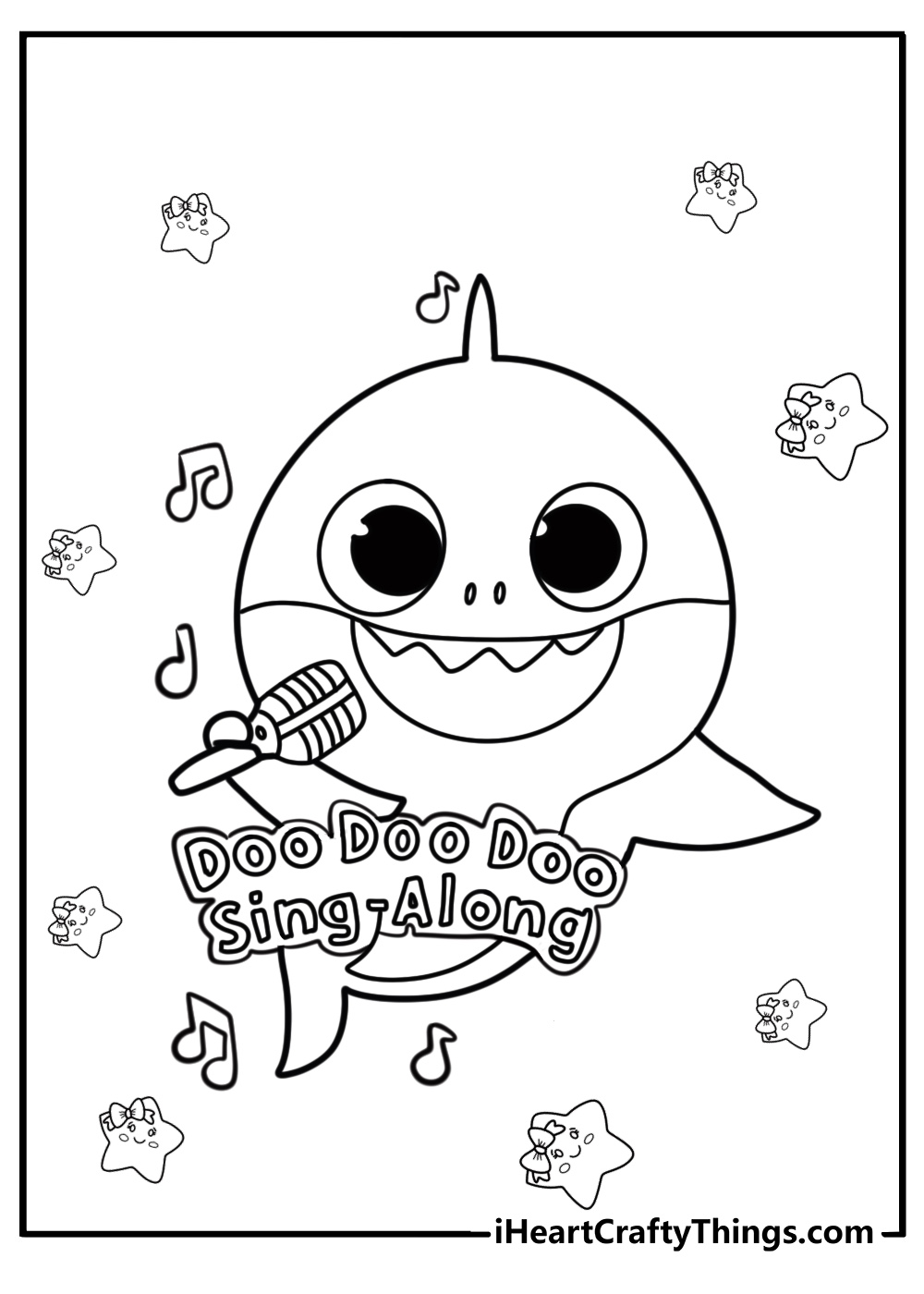 Baby shark and friends singing doo doo doo coloring sheet