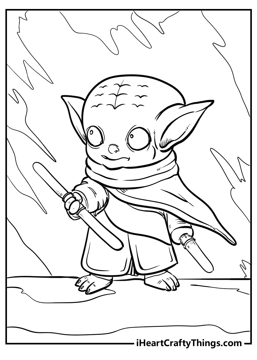 baby yoda coloring printable for adults