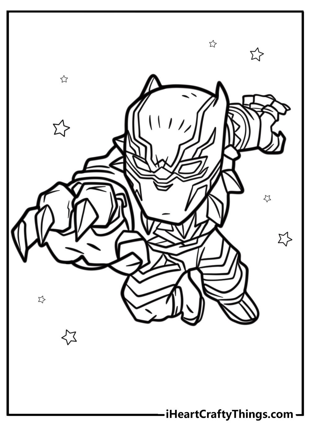 Black Panther in full suit coloring page for kids