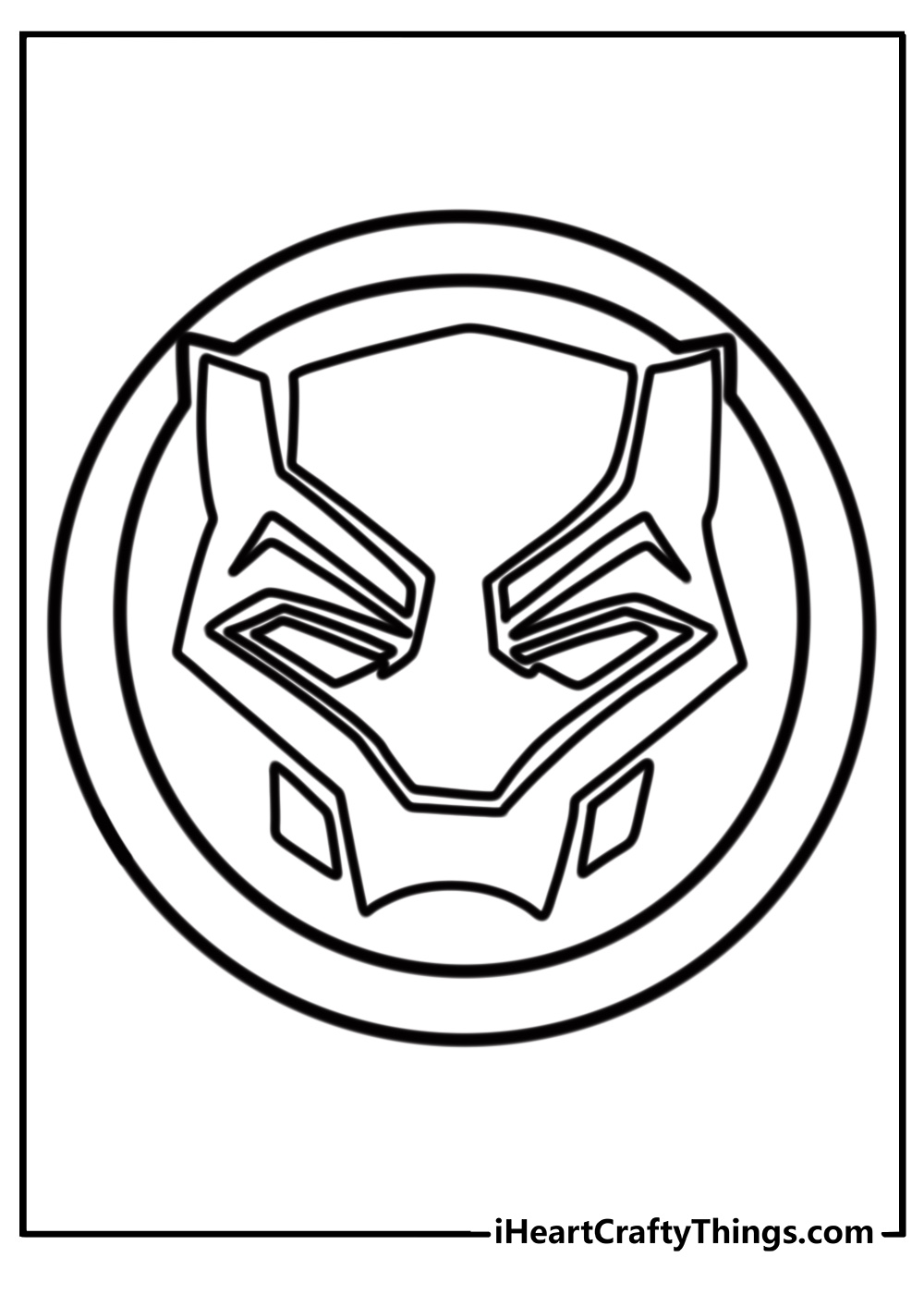 Black Panther logo outline easy coloring page