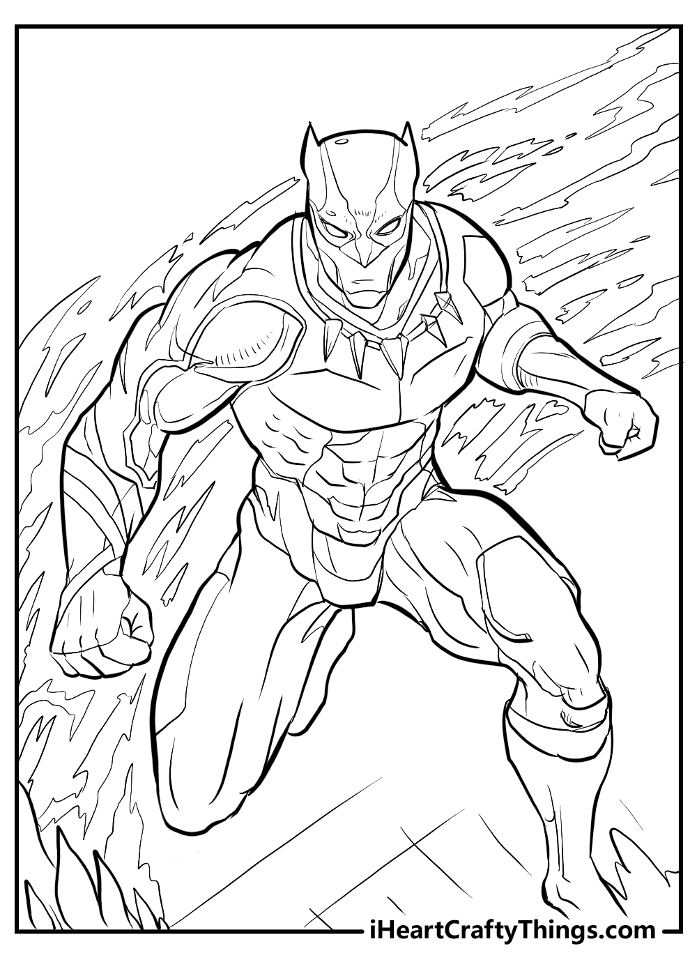 black-and-white black panther coloring pages