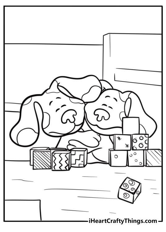 Blue and magenta hugging detailed coloring sheet