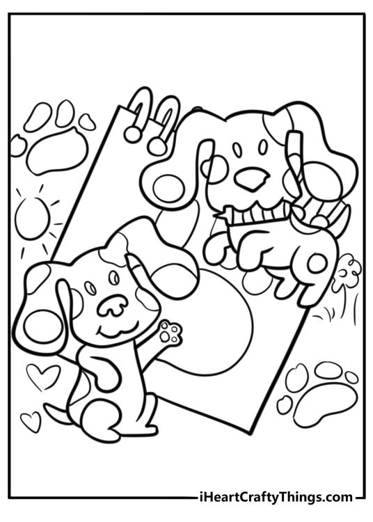 Blue and magenta painting a picture free coloring page