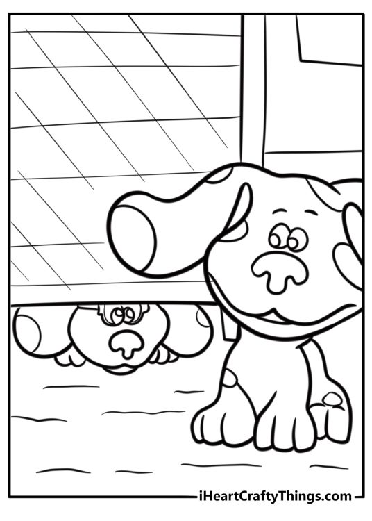 Blue and magenta playing hide and seek fun coloring sheet