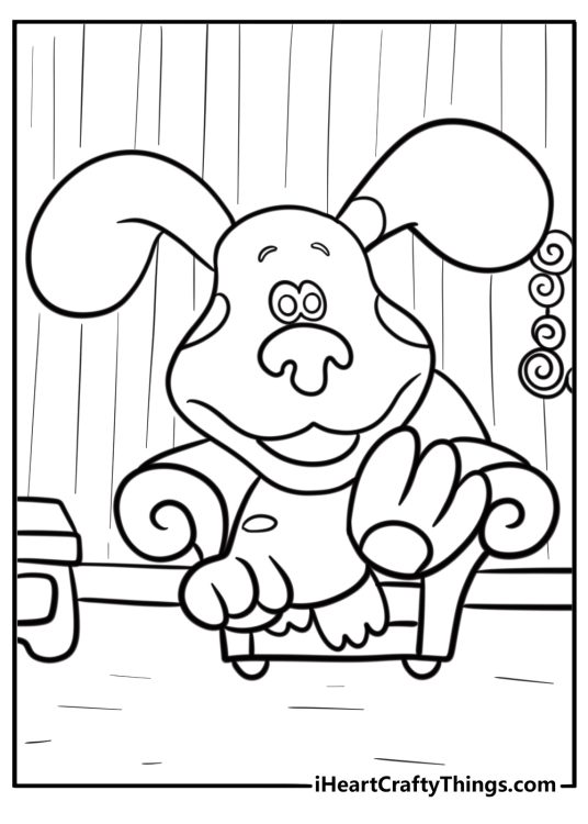Blue jumping with joy fun coloring sheet for kids
