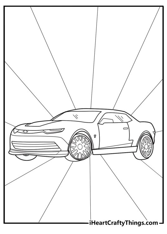 bumblebee scanning a sleek sports car as he figures out his form a friendly printable page