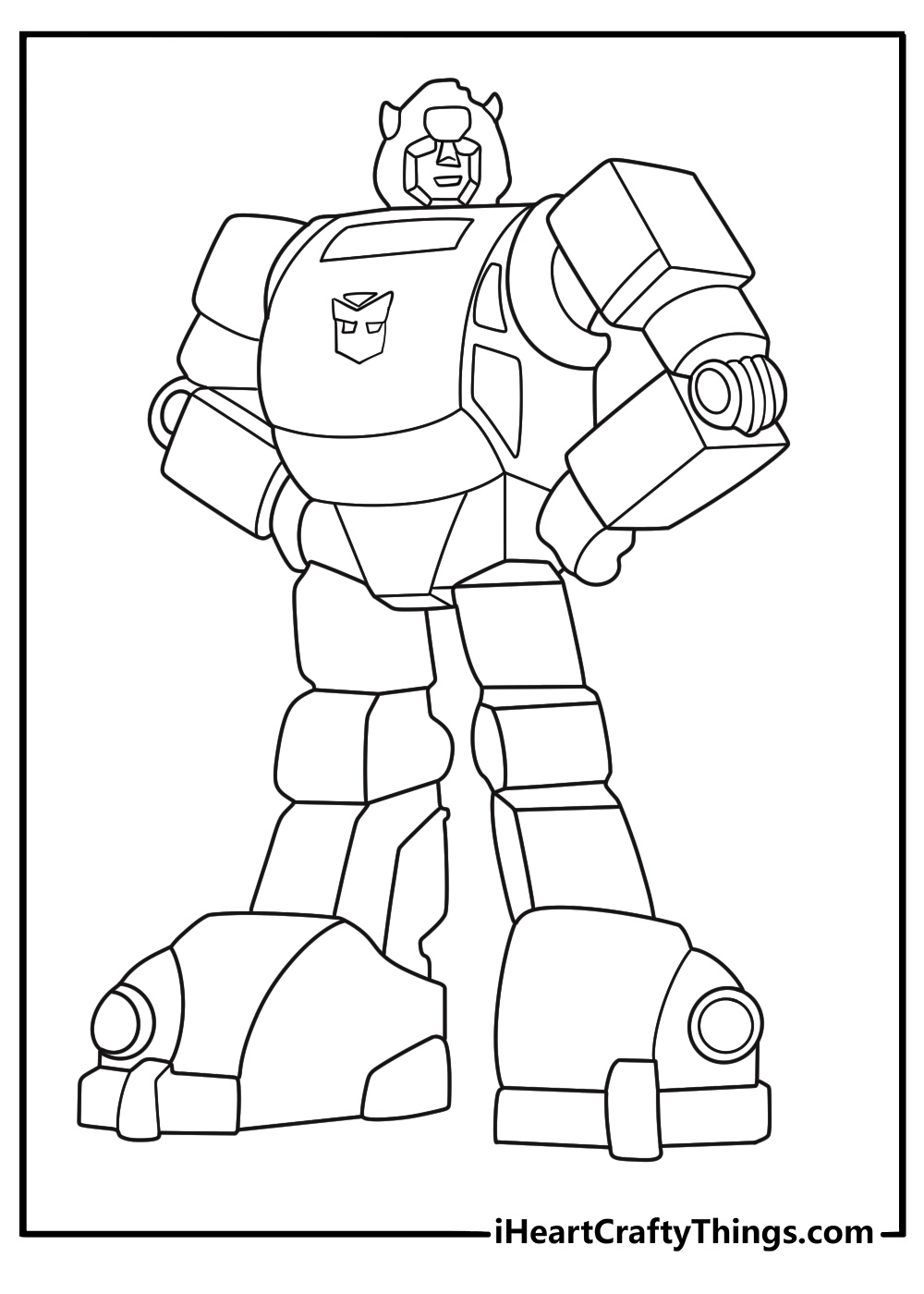 bumblebee tinkering with a busted radio using spare car parts an easy page to color