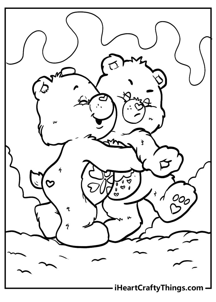 romantic care bears coloring pages