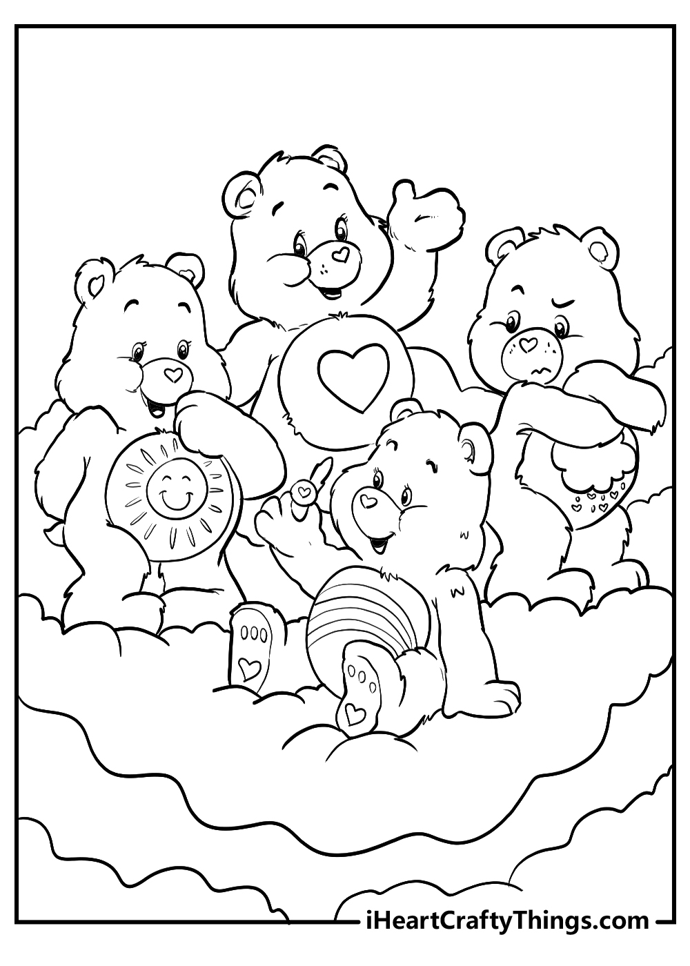 valentines care bears coloring pages