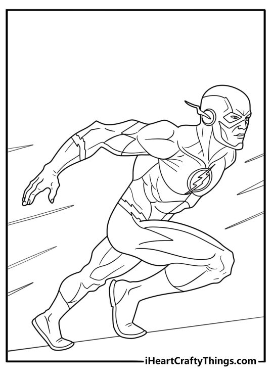 cartoon flash running on a track easy coloring page for kids