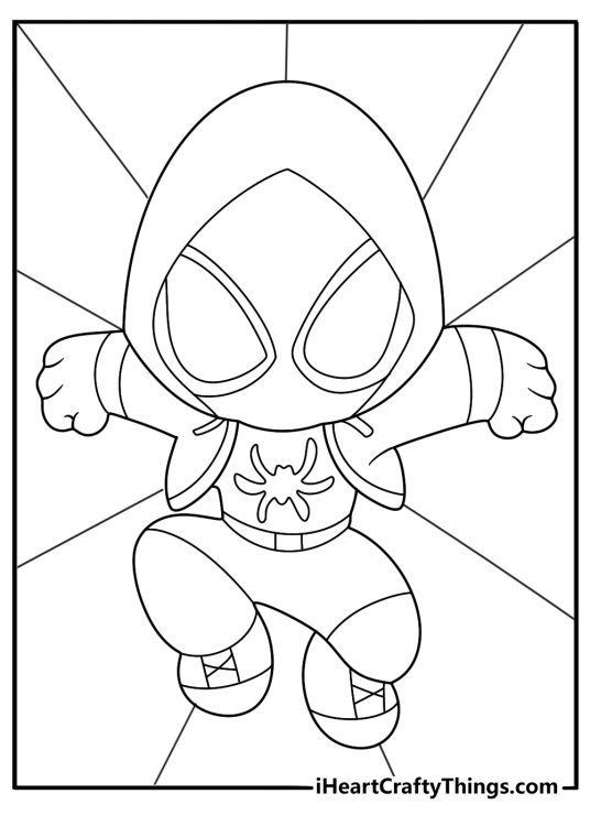 cartoon style miles morales for kids coloring page
