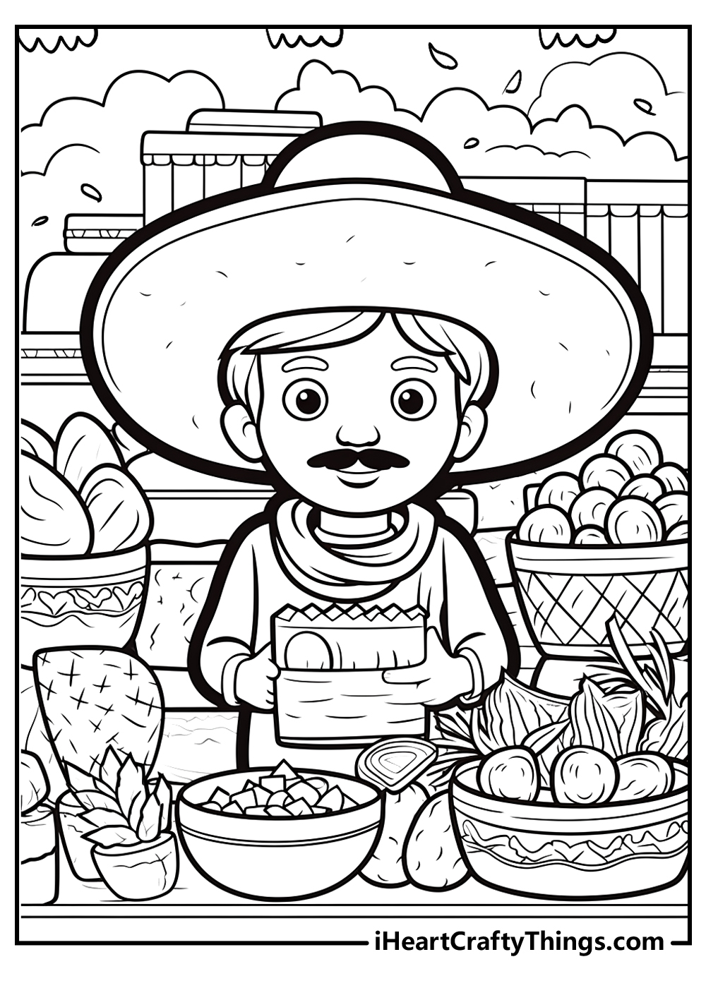 black and white cinco de mayo coloring pages