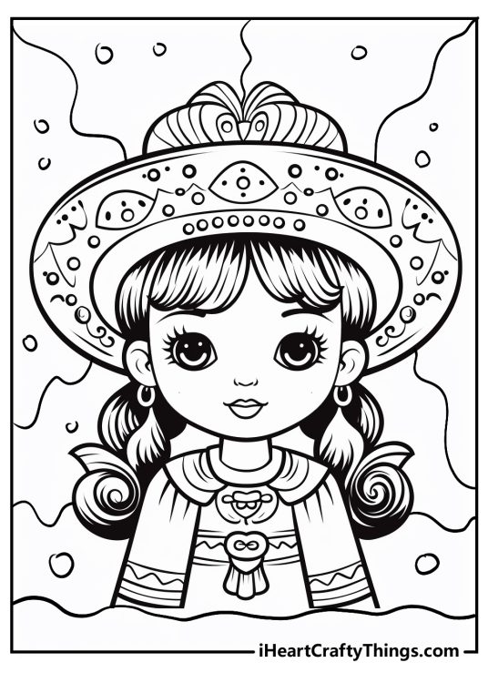 Cinco De Mayo-themed image featuring a girl wearing some stunning headwear with some amazing details