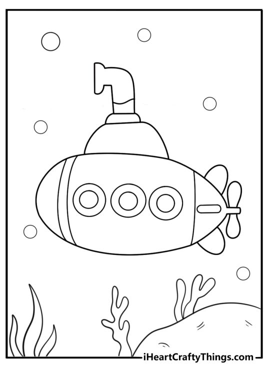 cute small submarine with big bubbles