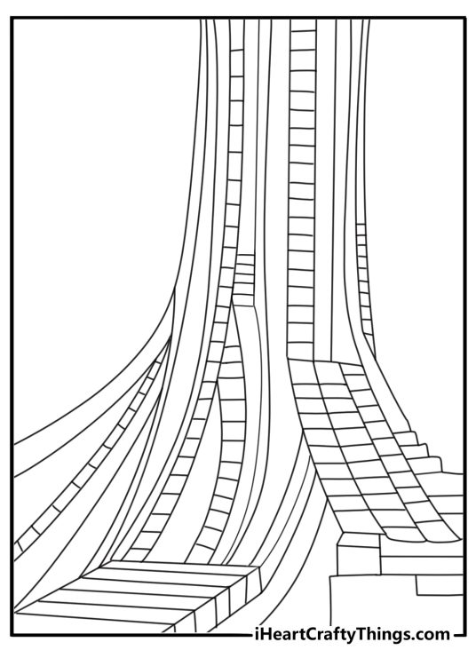 cybertron_s skyline with tall hex shaped towers a sci fi coloring page