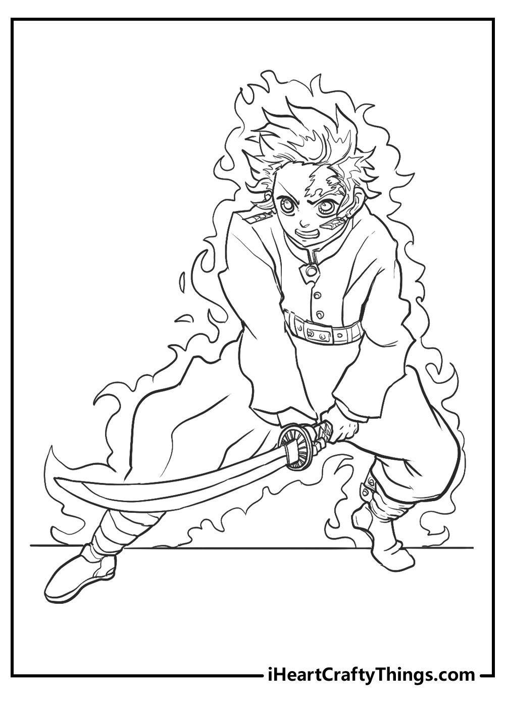 demon slayer coloring printable for adults