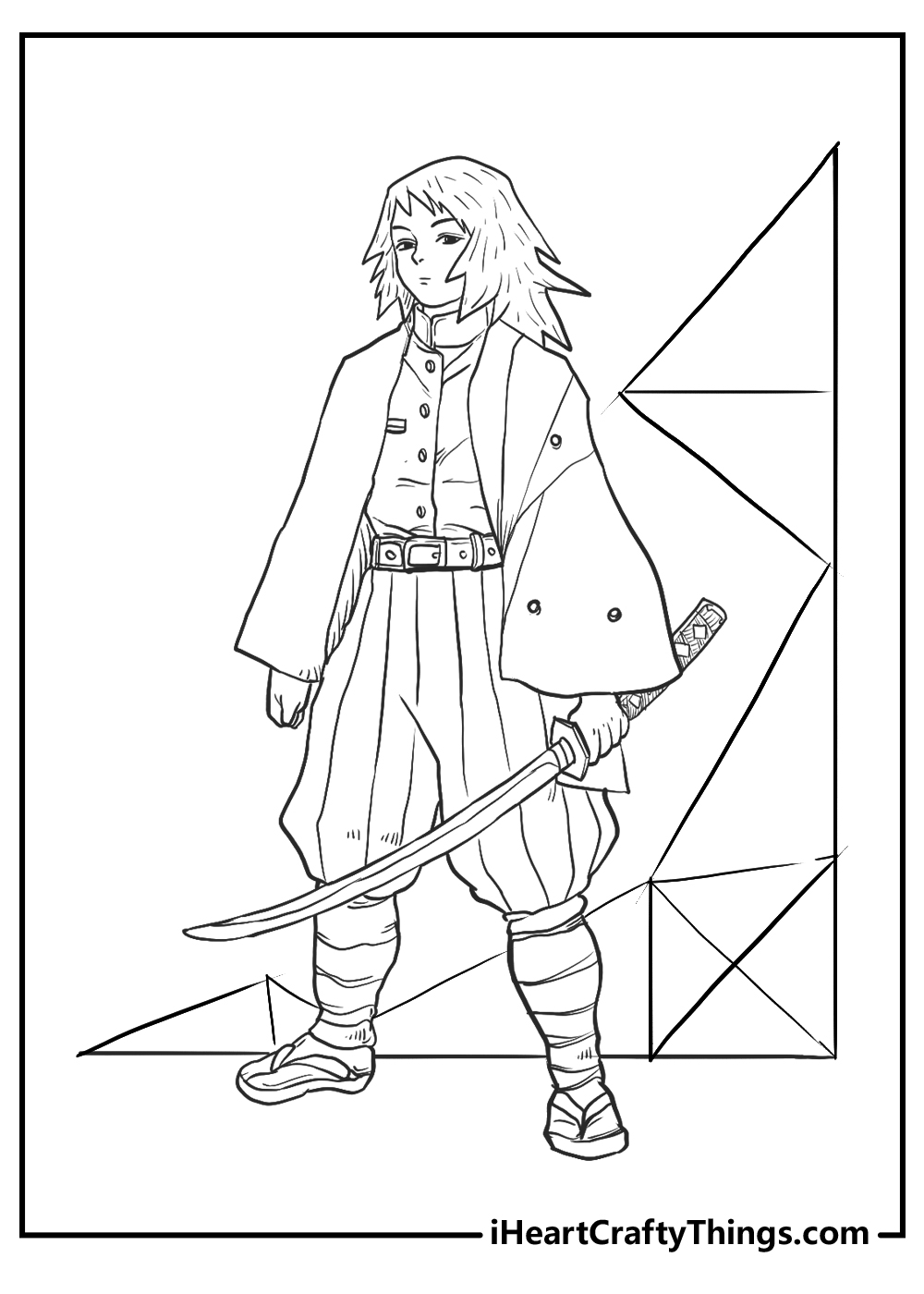 demon slayer coloring printable for preschoolers