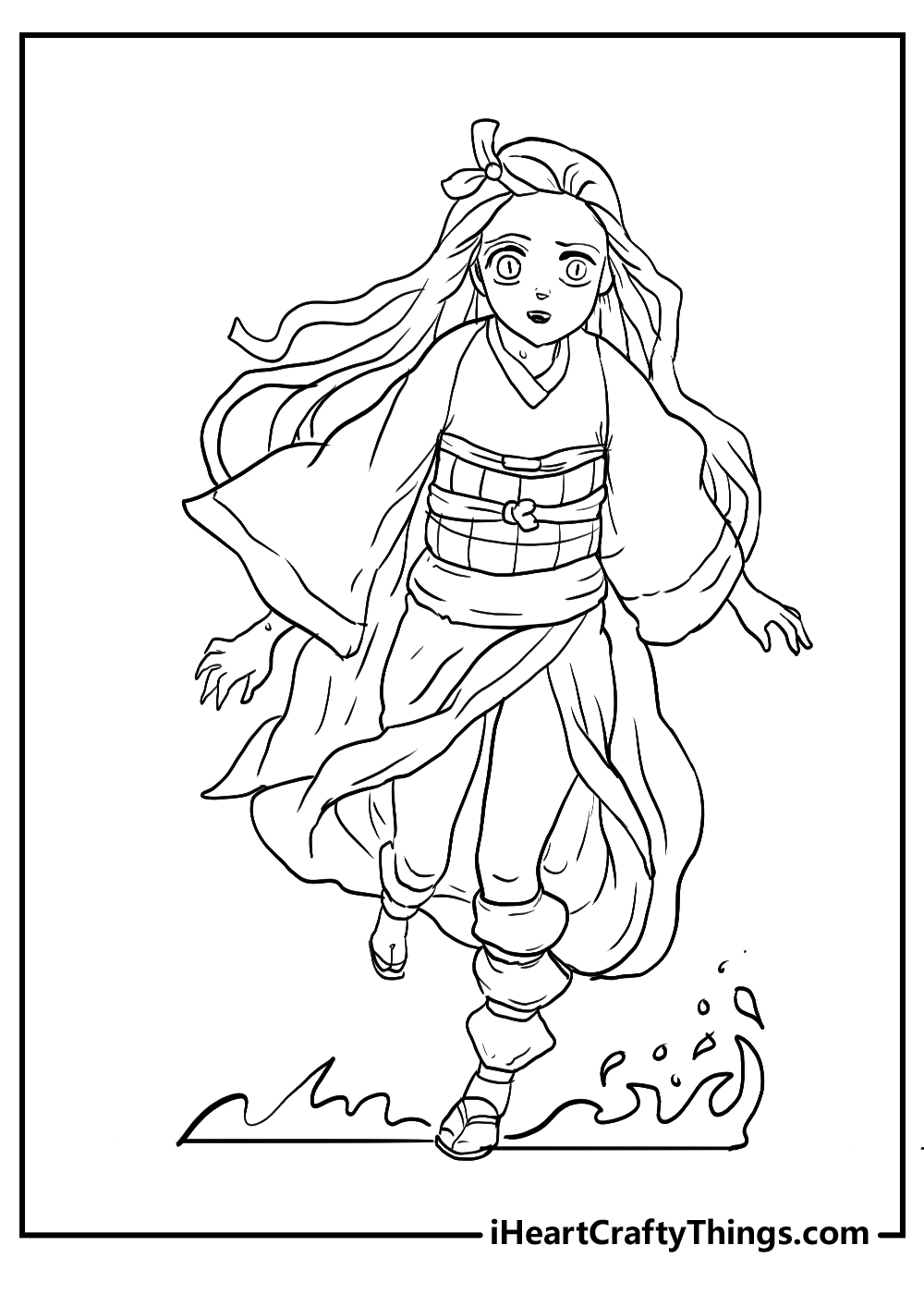 Anime Coloring Page Of Tanjiro And Nezuko (Demon Slayer)