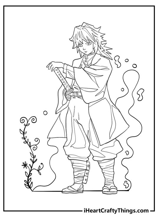 Demon Slayer-themed picture of a Zenitsu posed holding his katana with some wavy lines in the background