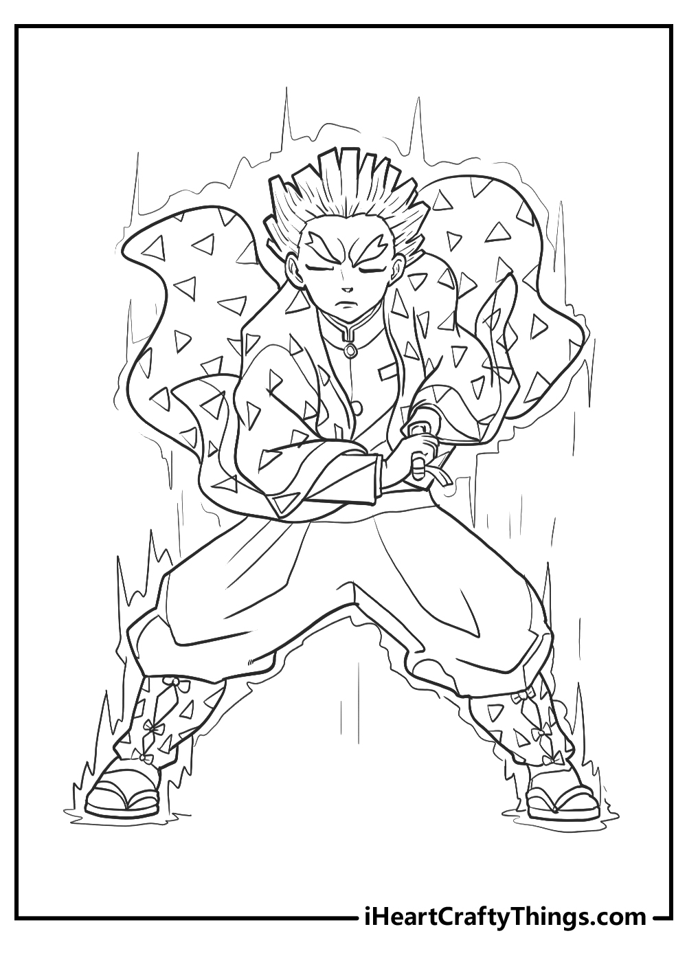 Anime Coloring Page Of Tanjiro And Nezuko (Demon Slayer)