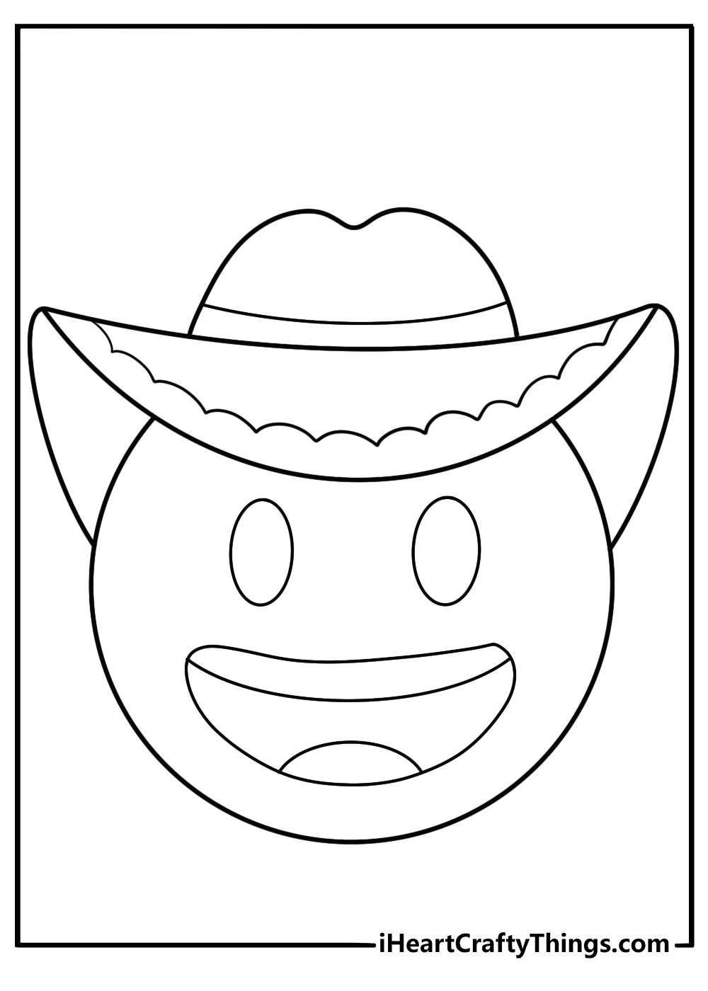 detailed emoji cowboy face with hat coloring sheet