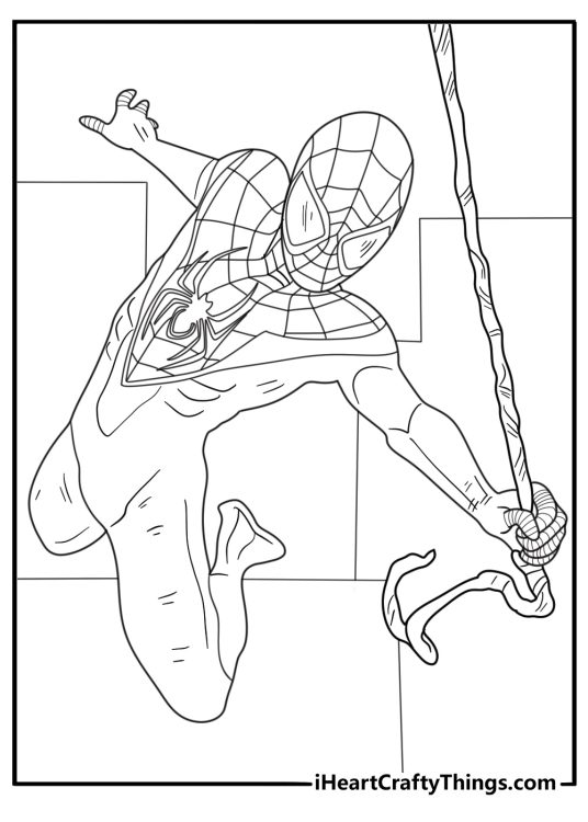 detailed miles morales action scene coloring page for adults