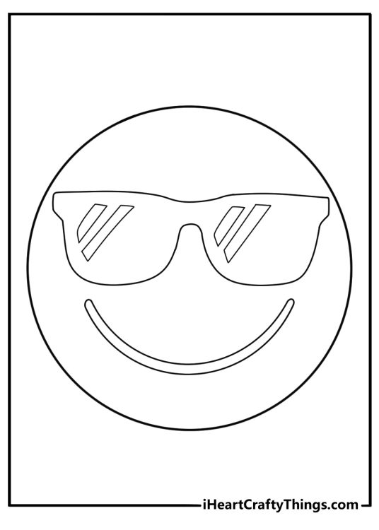 emoji coloring page featuring cool face with sunglasses