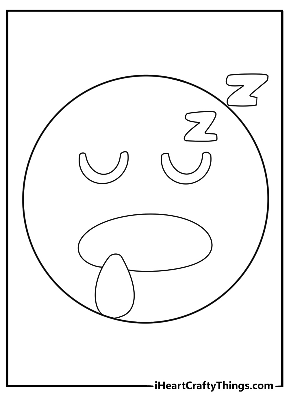 emoji coloring page with sleepy face and drool