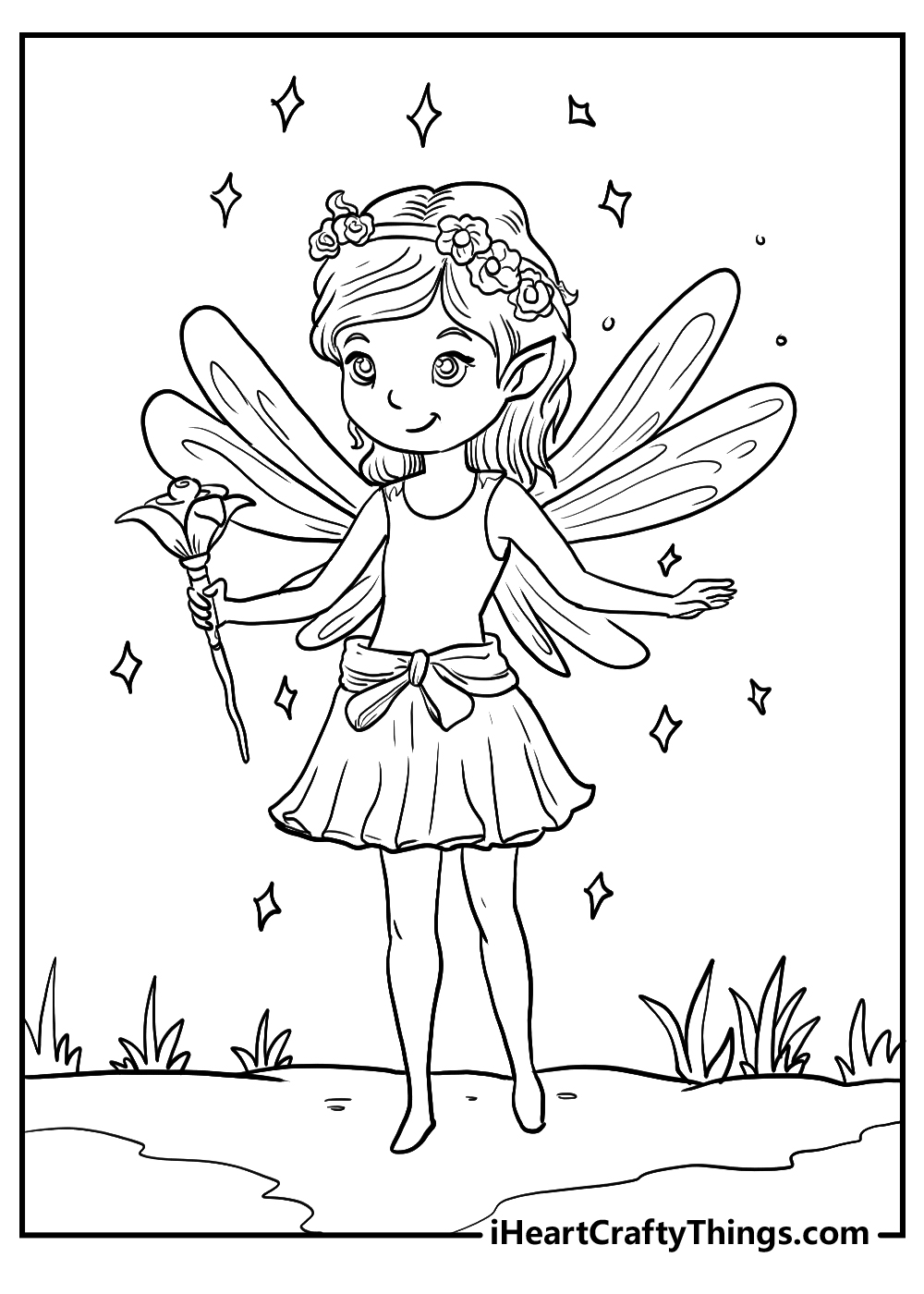 black-and-white fairy coloring pages