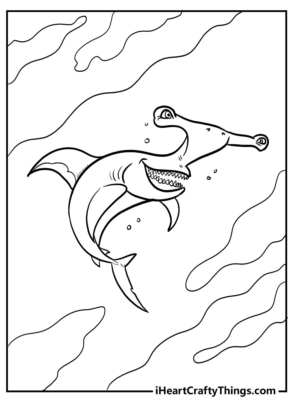 Free Finding Nemo coloring printable featuring hammerhead shark Anchor with sharp teeth