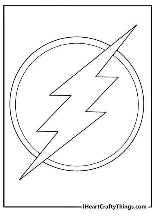 flash symbol lightning bolt inside a circle coloring page for kids